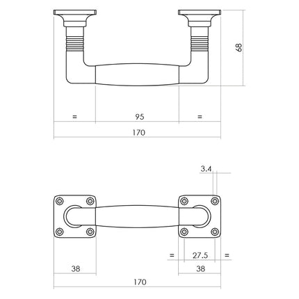 Intersteel Deurgreep Ton Basic 170 mm op vierkant rozet nikkel/ebbenhout - Doika - Deurgrepen op rozet - Intersteel - 8714186461211 - 18,426,195