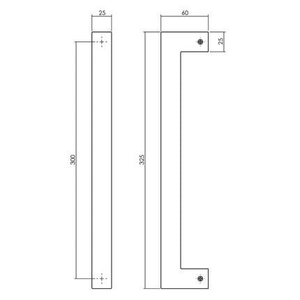 Intersteel Deurgreep Vierkant per stuk 325x60x25 mm mat zwart - Doika - Deurgrepen - Intersteel - 8714186553770 - 23,433,071