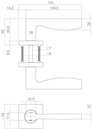 Intersteel Deurkruk Apollo op vierkant rozet mat zwart - Doika - Deurkrukken op rozet - Intersteel - 8714186408681 - 23,171,002