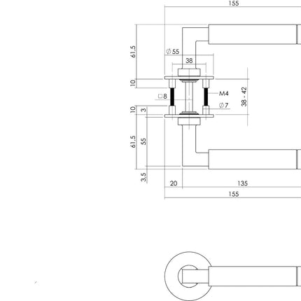 Intersteel Deurkruk Bau - stil op rond magneet rozet rvs geborsteld - Doika - Deurkrukken op rozet - Intersteel - 8714186444412 - 35,183,902