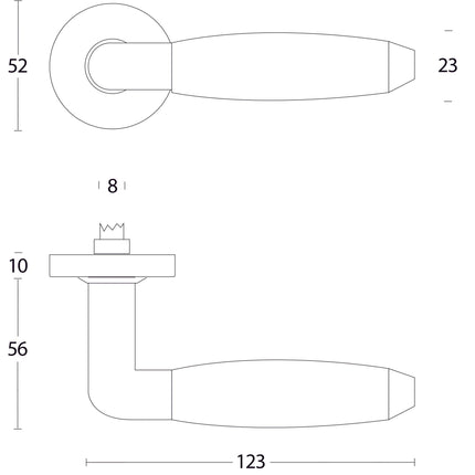 Intersteel Deurkruk Combi geveerd op rozet Ø52x10 met ring rvs geborsteld - Doika - Deurkrukken op rozet - Intersteel - 8714186061114 - 35,064,002