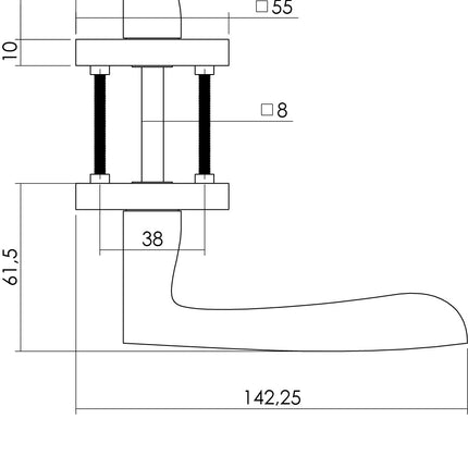 Intersteel Deurkruk Dean op vierkant rozet nikkel mat - Doika - Deurkrukken op rozet - Intersteel - 8714186272657 - 19,171,402