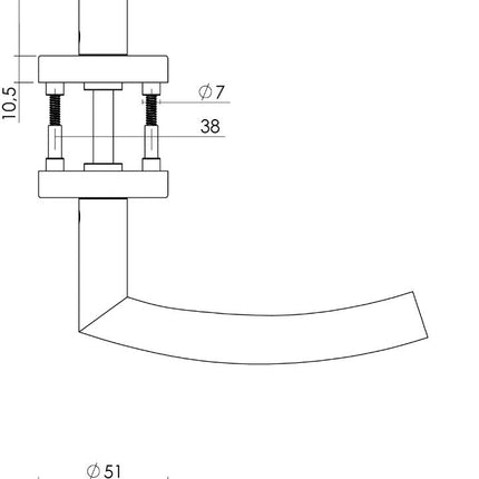 Intersteel Deurkruk Half Rond met rozet ø51x10,5 mm rvs geborsteld - Doika - Deurkrukken op rozet - Intersteel - 8714186422601 - 35,195,302