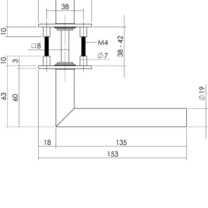 Intersteel Deurkruk Hoek 90° op rond magneet rozet rvs geborsteld - Doika - Deurkrukken op rozet - Intersteel - 8714186444429 - 35,184,002