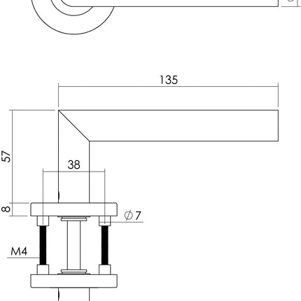 Intersteel Deurkruk Hoek 90° op rozet met 7 mm nok rvs geborsteld - Doika - Deurkrukken op rozet - Intersteel - 8714186129678 - 35,127,202