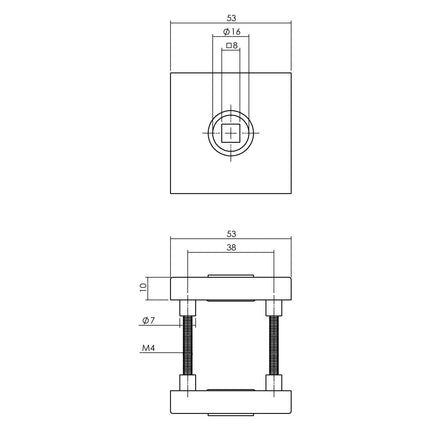 Intersteel Deurkruk Jura met rozet massief verdekt 53x53x10mm met nokken PVD messing getrommeld - Doika - Achterdeurbeslag op rozet - Intersteel - 8714186696811 - 11,405,720