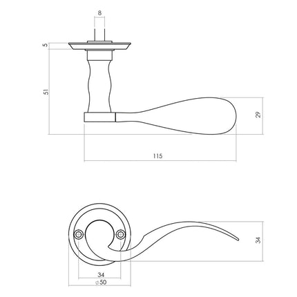 Intersteel Deurkruk Lepel met rozet ø50x5mm schroefgat mat zwart - Doika - Deurkrukken op rozet - Intersteel - 8714186486016 - 23,029,202