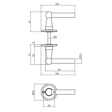 Intersteel Deurkruk L/L Bol met ronde rozet ø50x5 mm mat zwart - Doika - Deurkrukken op rozet - Intersteel - 8714186556894 - 23,044,602