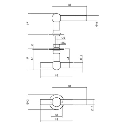 Intersteel Deurkruk L/T Bol met ronde rozet ø42x2 mm rvs geborsteld - Doika - Deurkrukken op rozet - Intersteel - 8714186557013 - 35,063,302