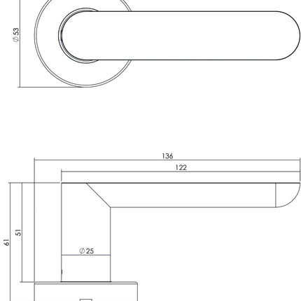 Intersteel Deurkruk Massief strak - elegant geveerd op rozet Ø53x10 met ring rvs geborsteld - Doika - Deurkrukken op rozet - Intersteel - 8714186052181 - 35,064,302