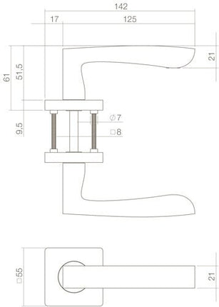 Intersteel Deurkruk Minos op vierkante rozet 55x55x10 mm wit - Doika - Deurkrukken op rozet - Intersteel - 8714186494059 - 27,171,202