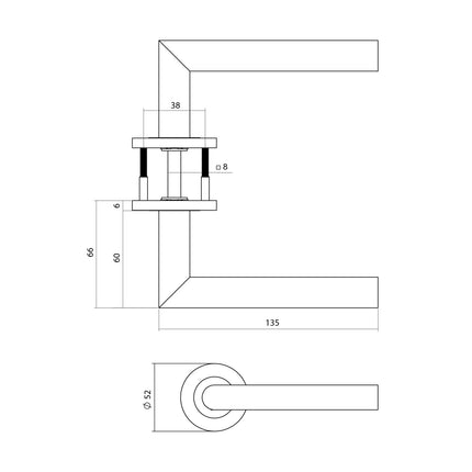 Intersteel Deurkruk Q 01 op rozet verdekt ø52x6mm rvs - Doika - Deurkrukken op rozet - Intersteel - 8714186694893 - 1,335,102,102