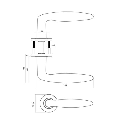 Intersteel Deurkruk Q 03 op rozet verdekt ø52x6mm PVD messing mat - Doika - Deurkrukken op rozet - Intersteel - 8714186695210 - 1,314,102,302