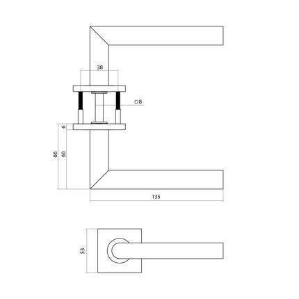 Intersteel Deurkruk Q 04 op rozet verdekt 53x53x6mm PVD brons - Doika - Deurkrukken op rozet - Intersteel - 8714186695388 - 1,343,103,402