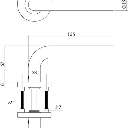 Intersteel Deurkruk Recht op rozet met 7 mm nok rvs geborsteld - Doika - Deurkrukken op rozet - Intersteel - 8714186129517 - 35,127,002