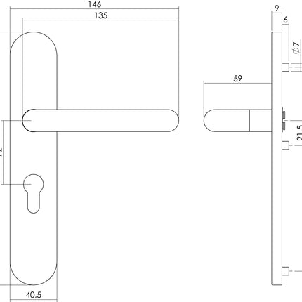 Intersteel Deurkruk Rond op op schild profielcilindergat 72 mm rvs geborsteld - Doika - Deurkrukken op schild - Intersteel - 8714186172063 - 35,129,536