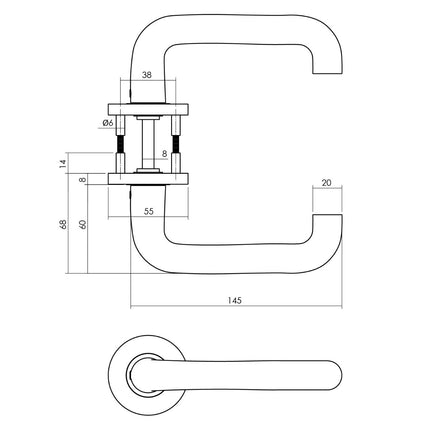 Intersteel Deurkruk Rond op rozet Ø55x8 mm aluminium zwart - Doika - Deurkrukken op rozet - Intersteel - 8714186492154 - 23,010,202