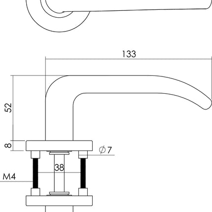 Intersteel Deurkruk Sabel op rozet met 7 mm nok rvs geborsteld - Doika - Deurkrukken op rozet - Intersteel - 8714186131725 - 35,128,202