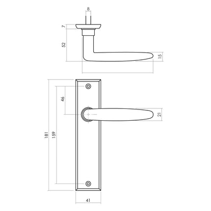 Intersteel Deurkruk Sophie met schild 181x41x7mm blind mat zwart - Doika - Deurkrukken op schild - Intersteel - 8714186486078 - 23,022,511