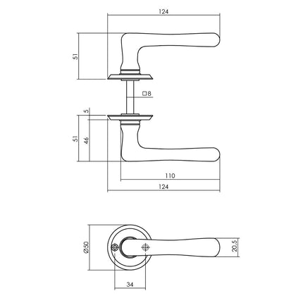 Intersteel Deurkruk Trento met ronde rozet ø50x5 mm mat zwart - Doika - Deurkrukken op rozet - Intersteel - 8714186556672 - 23,044,502