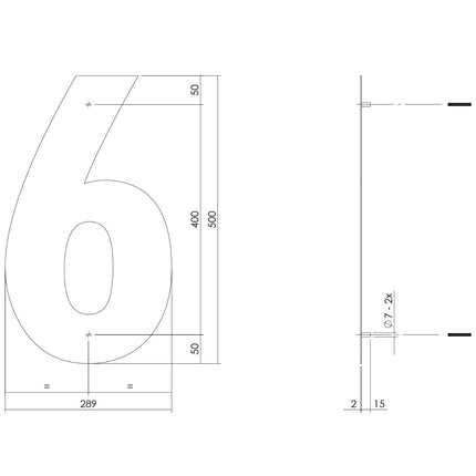 Intersteel Huisnummer 6 XXL hoogte 50 cm rvs geborsteld - Doika - Huisnummer - Intersteel - 8714186503232 - 35,402,126