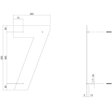 Intersteel Huisnummer 7 XXL hoogte 50 cm rvs geborsteld - Doika - Huisnummer - Intersteel - 8714186503249 - 35,402,127