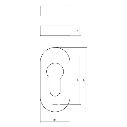 Intersteel Intersteel Rozet met profielcilindergat ovaal verdekt rvs geborsteld 10 mm - Doika - Rozetten - Intersteel - 8714186635391 - 35,341,787