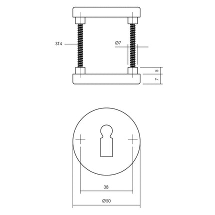 Intersteel Intersteel Rozet met sleutelgat ø50x7 mm aluminium - Doika - Rozetten - Intersteel - 8714186648353 - 82,309,086