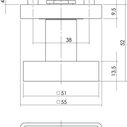 Intersteel Knop vierkant op rozet nikkel mat - Doika - Voordeurknoppen - Intersteel - 8714186297452 - 19,212,602