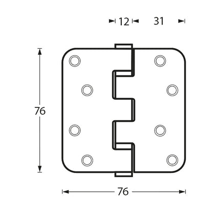 Intersteel Kogellagerscharnier afgerond tot 50 kilo rvs geborsteld - Doika - Scharnieren - Intersteel - 8714186039960 - 35,462,530