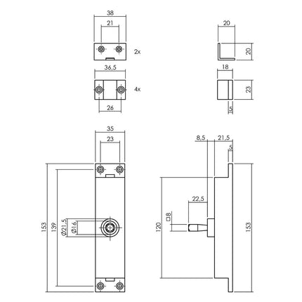 Intersteel Kruk - espagnolet links T - recht met stangenset 2 X 1245 mm zwart - Doika - Deurespagnoletten - Intersteel - 8714186554517 - 0023.562048B