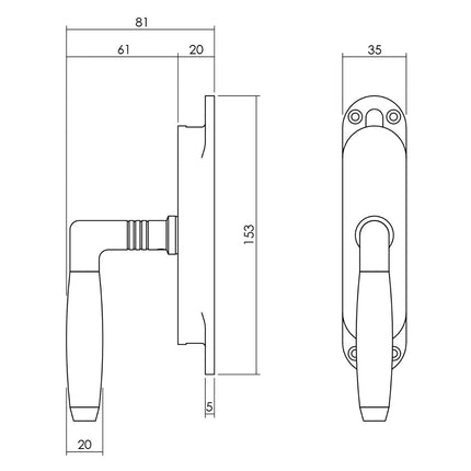 Intersteel Kruk - espagnolet links Ton 400 met stangenset 2x 1250 mm nikkel/ebbenhout - Doika - Deurespagnoletten - Intersteel - 8714186541333 - 0018.562063B