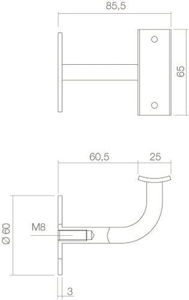 Intersteel Leuninghouder gebogen vierkant hol zadel zwart - Doika - Leuninghouders - Intersteel - 8714186508367 - 23,730,020