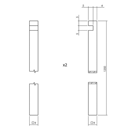 Intersteel Pomp - espagnolet met stangenset 2x 1250 mm messing gelakt - Doika - Deurespagnoletten - Intersteel - 8714186540695 - 13,562,031