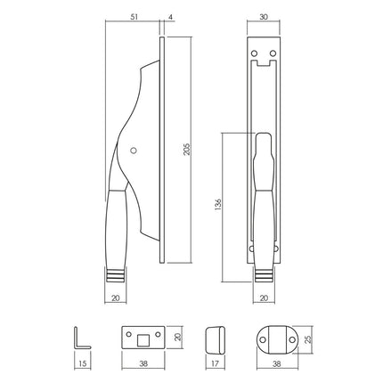 Intersteel Pomp - espagnolet Ton 222 met stangenset 2x 1250 mm nikkel mat/ebbenhout - Doika - Deurespagnoletten - Intersteel - 8714186540763 - 19,562,037