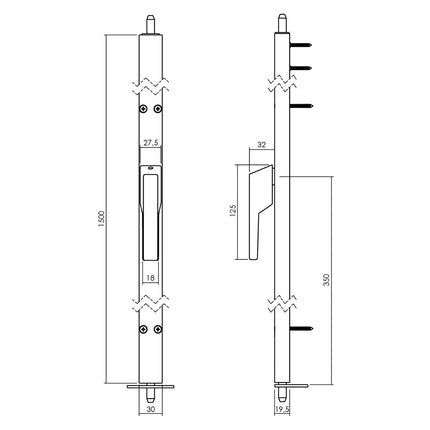 Intersteel Raamespagnolet niet afsluitbaar Links 1500mm RAL 9010 wit - Doika - Raamespagnoletten - Intersteel - 8718419352147 - RB - 1426 - 15A - 78L