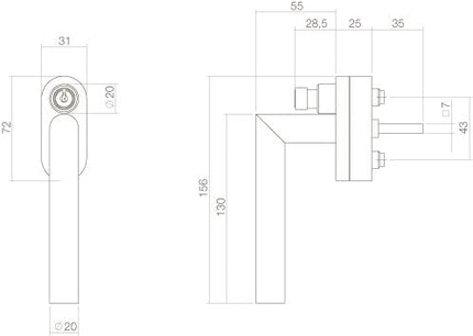 Intersteel Raamkruk hoek afsluitbaar SKG** rvs geborsteld - Doika - Raamkrukken - Intersteel - 8714186366684 - 35,615,653