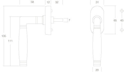 Intersteel Raamkruk Ton 222 chroom mat/ebbenhout - Doika - Raamkrukken - Intersteel - 8714186116289 - 17,605,190