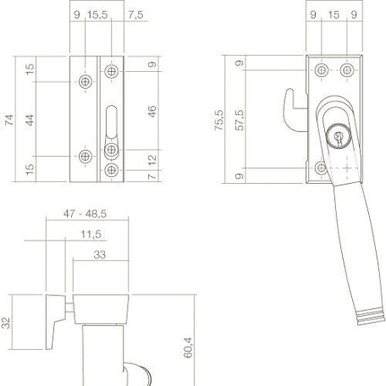 Intersteel Raamsluiting afsluitbaar SKG* links nikkel Ton 222/ebbenhout - Doika - Raamsluitingen - Intersteel - 8714186130858 - 0018.661651B