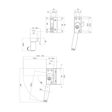 Intersteel Raamsluiting Ton 222 afsluitbaar links nikkel mat/ebbenhout - Doika - Raamsluitingen - Intersteel - 8714186130865 - 0019.661651B