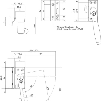 Intersteel Raamsluiting Ton 400 afsluitbaar rechts nikkel mat/ebbenhout - Doika - Raamsluitingen - Intersteel - 8714186130742 - 0019.661652A