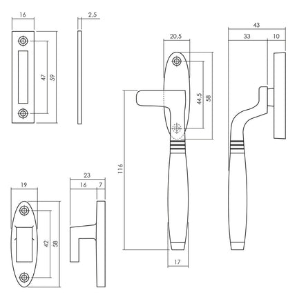 Intersteel Raamsluiting Ton links chroom / ebbenhout - Doika - Raamsluitingen - Intersteel - 8714186473221 - 0016.561460B