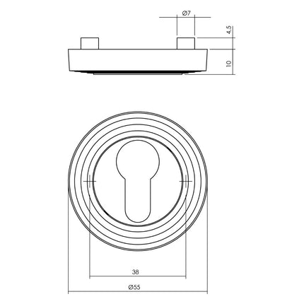 Intersteel Rozet met profielcilindergat ø55x10 mm messing titaan PVD - Doika - Rozetten - Intersteel - 8714186579756 - 13,317,887