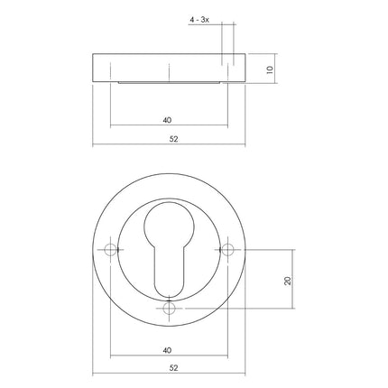 Intersteel Rozet met profielcilindergat rond ø52x10 mm wit - Doika - Rozetten - Intersteel - 8714186580745 - 27,347,687