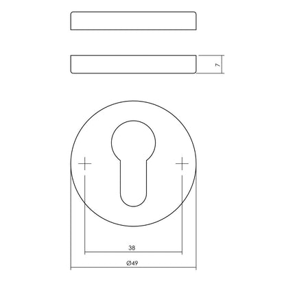 Intersteel Rozet met profielcilindergat rond verdekt nikkel mat - Doika - Rozetten - Intersteel - 8714186648667 - 19,318,687