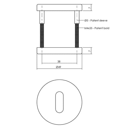 Intersteel Rozet met sleutelgat ø49x7 mm grijs - Doika - Rozetten - Intersteel - 8714186551028 - 29,317,416