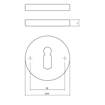 Intersteel Rozet met sleutelgat rond verdekt nikkel mat - Doika - Rozetten - Intersteel - 8714186648650 - 19,318,686