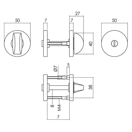 Intersteel Rozet met toilet - /badkamersluiting ø50x7mm aluminium zwart - Doika - Rozetten - Intersteel - 8714186505427 - 23,309,260