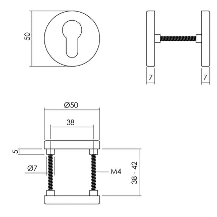 Intersteel Rozet profielcilindergat ø50x7 mm aluminium zwart - Doika - Rozetten - Intersteel - 8714186653944 - 23,309,287