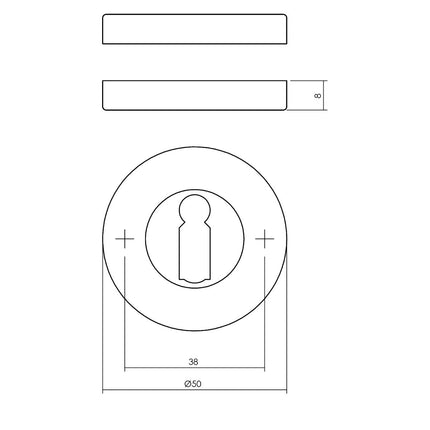 Intersteel Rozet rond verdekt met sleutelgat messing gelakt - Doika - Rozetten - Intersteel - 8714186648377 - 13,315,686